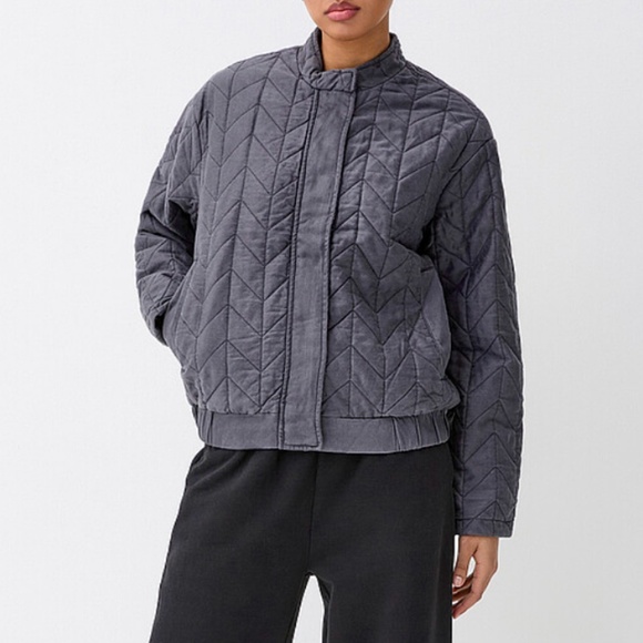 Only gray charcoal chevron pattern denim quilted jacket NWT - Picture 14 of 14